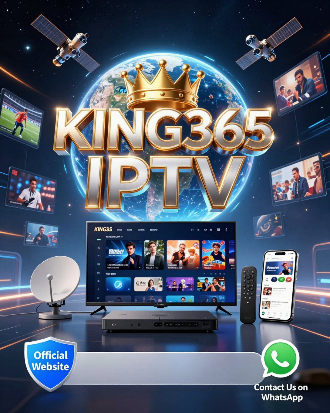 Interface King365TV sur appareils multiples